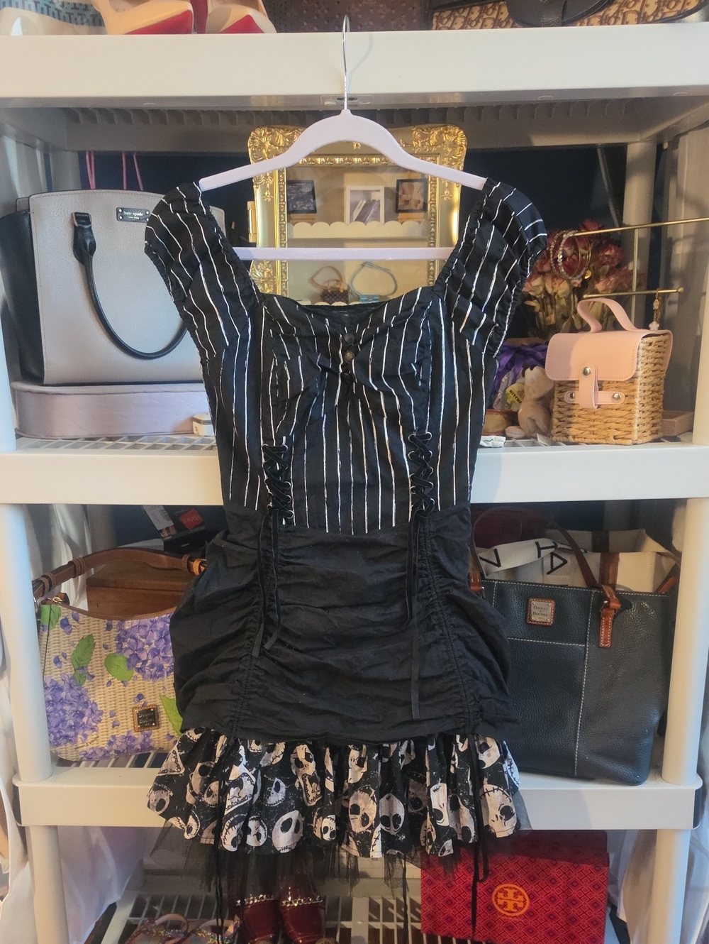 Hot Topic Black Nightmare Before Christmas Mini Dress with Skull Ruffle